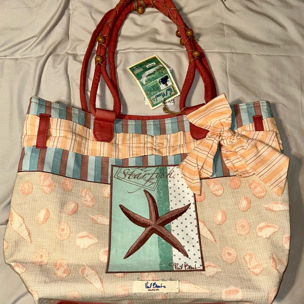 Paul Brent Starfish Tote Bag with Bow - Multicolor Beach Bag NWT